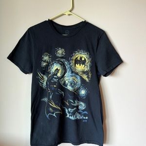 DC Comics Batman Starry Night Black Men's T-shirt  Size Medium